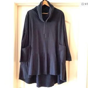 Ulla Popken Deep Blue Cowl Neck Top 2X Sweatshirt